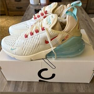 Nike Air Max 270 Cream and Red Sneakers
